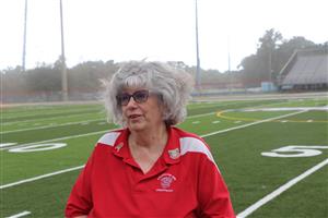 Kathy Biddle at the Clearwater High football field dedication ceremony